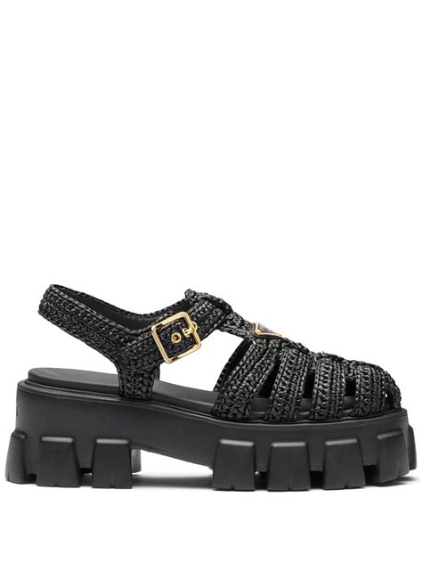 prada rafia sandals|prada raffia platform sandals.